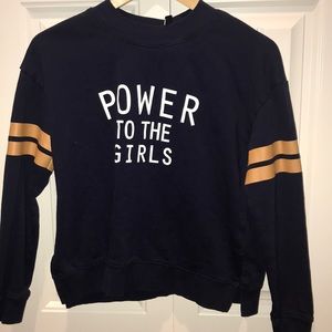 Navy “Power to the Girls” Sweater